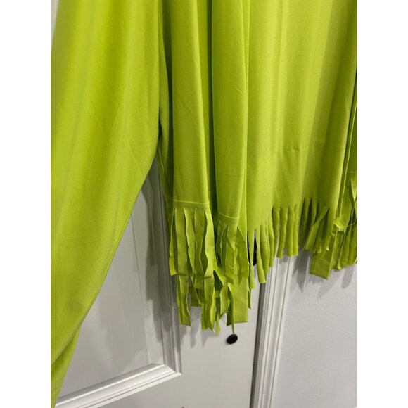 Attitudes By Renee Womens Fringe Open Front Cardigan XL Lime Green Casual Lightw - Picture 4 of 9